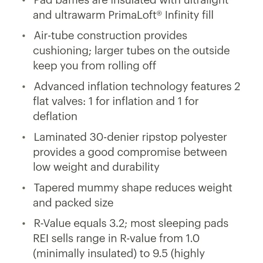 sleeping pad REI Brand FLASH insulated air sleeping pad - Picture 9 of 9